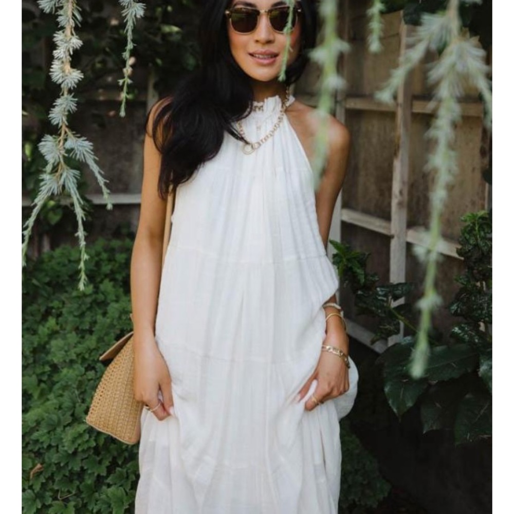 Bohme white midi halter dress